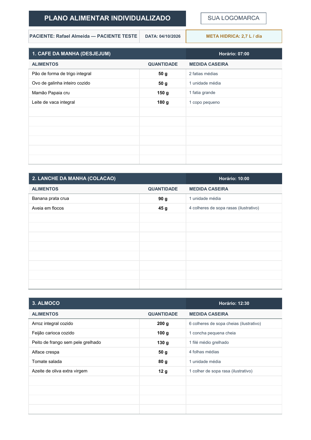 Plano Alimentar A4